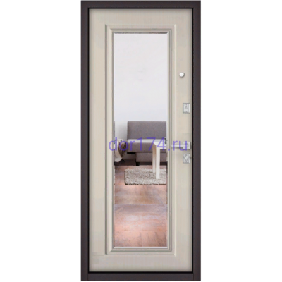 Входная металлическая дверь Бульдорс, MASS 70 с зеркалом, (13Т с зеркалом), Белый венге