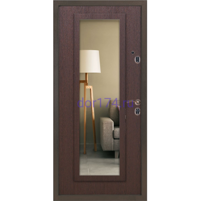 Входная металлическая дверь Бульдорс, MASS 70 с зеркалом, (13Т с зеркалом), Венге