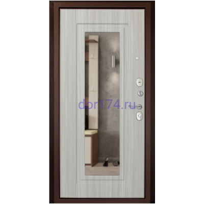 Входная металлическая дверь ДК Гарант-1 Зеркало Сандал белый
