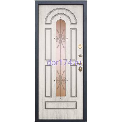 Входная металлическая дверь VITRA 13 см. Грецкий орех / Сосна белая