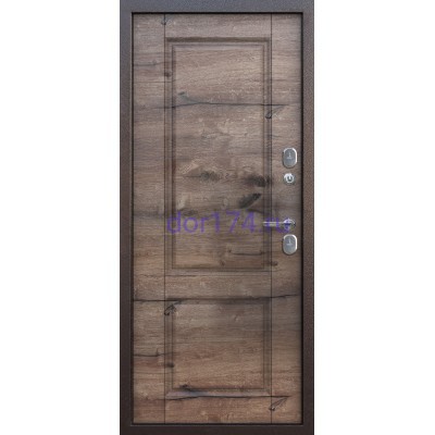 Входная металлическая дверь ISOTERMA 11 см. Медный антик, Дуб Пацифик 