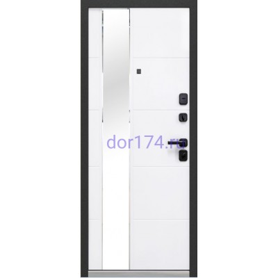 Входная металлическая дверь LUXOR 2МДФ 3D Зеркало Фацет Велюр Белый Софт