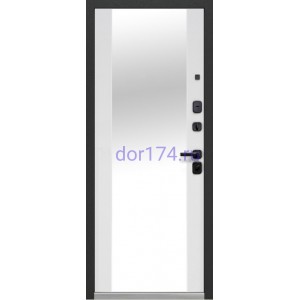 Входная металлическая дверь LUXOR 2МДФ Вертикаль Эмалит Белый Зеркало