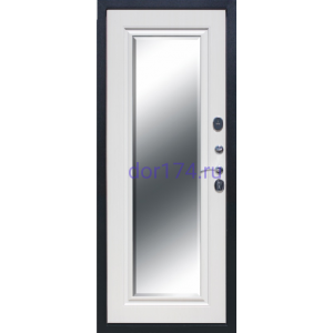 Входная металлическая дверь Гарда (Garda) 7,5 см. Серебро, Зеркало Фацет, Белый ясень
