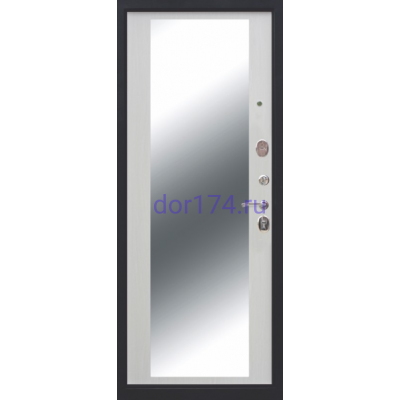 Входная металлическая дверь Монарх 10 см. Зеркало, Белый ясень